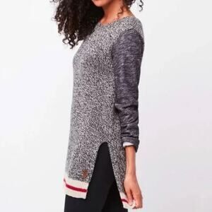 Roots Cabin Wool Blend Contrast Sleeve Tunic Length Sweater XS